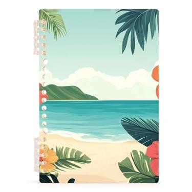 Imagem de Burbuja Caderno de flores exóticas de praia, papel pautado universitário A5 com 60 folhas, fichário para escritório, 1 pacote
