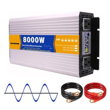 Imagem de HENGJINGTR 8000W Puro Sinus Wave Inverter 12V-72V DC para 110V 220V AC Power Converter com LED Display, Off-Grid Portable Power Inverter para casa, RV, caminhão,24V to 110V