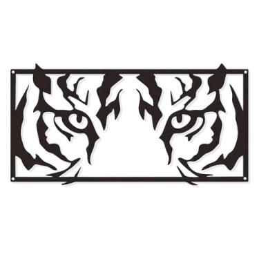 Imagem de Zckjnoi Decoração de arte de parede de metal tigre - Escultura de parede de animal de ferro de 15,8 x 20 cm para amantes de tigre, detalhes exclusivos de decoração de casa com tema de selva para sala