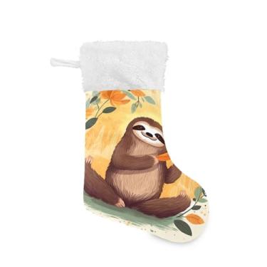 Imagem de ATTX Lindas meias de Natal preguiças, suportes de presente brancos de pelúcia para decorações de festas de fim de ano (17,7 polegadas, 1 pacote) #245