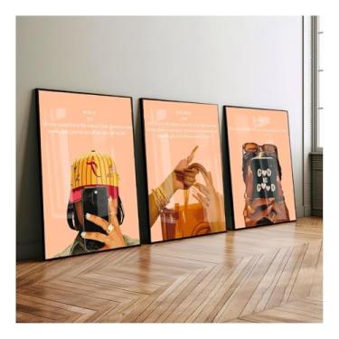 Imagem de Arte de parede de menina negra, pôster em tela cristã, rosa, versículo bíblico, decoração de parede, fotos de mulheres afro-americanas, moda, impressões, pintura de escritura de fé moderna para quarto