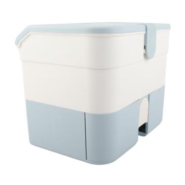 Imagem de Generic Caixa de Armazenamento de Cosméticos Portátil Com Alça Organizador de Gaveta de Maquiagem de Camada Dupla para Acessórios de Cabelo de Esmalte - Caixa de Armazenamento de Maquiagem de (Azul)