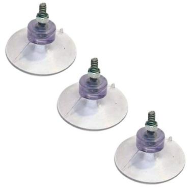 Imagem de Kit 3 Ventosas de 40mm (4 cm) PVC Cristal C/Parafuso e Porca - H Plást
