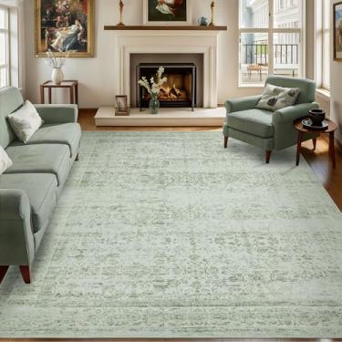 Imagem de Dotiiorug Tapete vintage lavável 15 x 23 cm para sala de estar, tapete antiderrapante antiderrapante macio para interior resistente a manchas tapete de impressão floral para quarto, sala de jantar