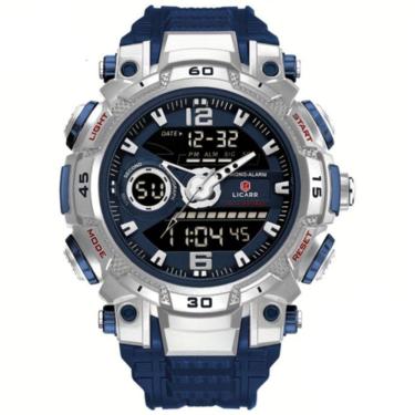 Imagem de Relógio De Pulso Masculino Digital Led Multifuncional Desportivo De Quartzo Azul Escuro