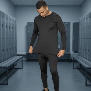 Imagem de Kit Camisa e Calça Peluciada Térmica Masculino Segunda Pele Ideal Para