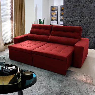 Imagem de Sofá Retrátil Reclinável Arizona 2,30m Suede Velut Vermelho - King House