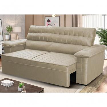 Imagem de Sofá Retrátil Reclinável 2 Lugares Com Molas 1,50m Quantum Suede Velut Bege - King House