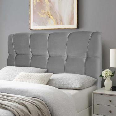 Imagem de Cabeceira Luna Cama Box Casal 140cm Suede Velut Cinza - King House