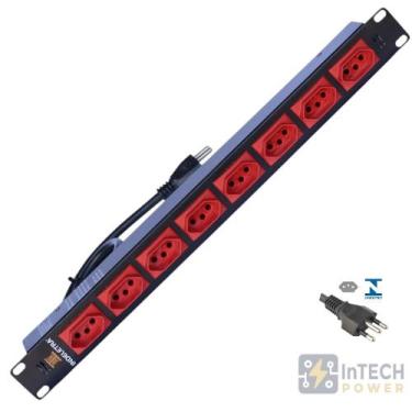 Imagem de Régua padrão rack 19 pol. 1u 8 tomadas retas verm. até 10 amperes - 12
