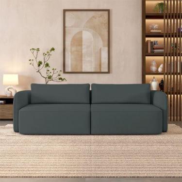 Imagem de Sofá Living Sala de Estar Abel 240cm Bipartido pés de Madeira Veludo G