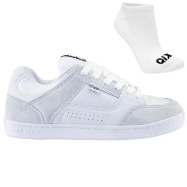 Imagem de Kit Tênis Qix Skate Retrô AM e Meia, 40, Branco, Masculino