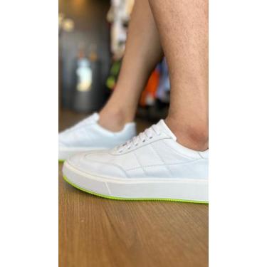Imagem de Sapatenis em couro slip e sneaker - TWO LIFE POSITIVE, Branco com verd