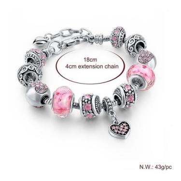 Imagem de Pulseira Feminina de  Berloques PRATA presente criativo namorada mães 