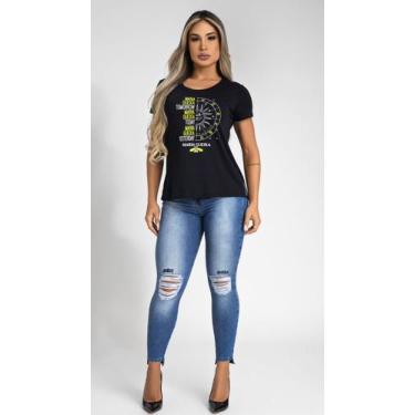 Imagem de Blusa t-shirt comfort maria gueixa, G, Preto