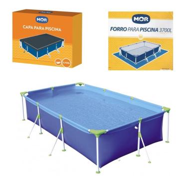 Imagem de Kit Piscina Premium 3700 Litros + Capa + Forro - Mor