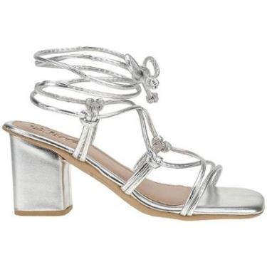 Imagem de Sandália Feminina Tiras Amarração Salto Alto Grosso Gladiadora-Feminino