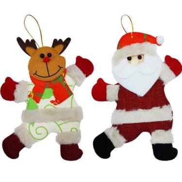 Imagem de Kit 4 Enfeites Árvore De Natal Papai Noel E Rena Natalino - Gici Chris