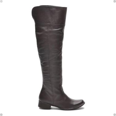 Imagem de Bota Feminina Cano Alto Montaria Em Couro Cla-Cle, Café, 35