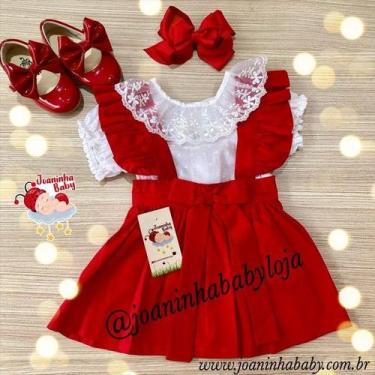 Imagem de (PRÉ VENDA) Salopete Vermelho Natal Rendado Lizzie - Joaninha Baby, 02