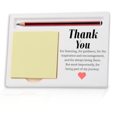 Imagem de Porta-notas adesivas Thank You, Thank You Appreciation Gift for Her Friends Coleges Mentor Work Friend Teacher Wood Self-Stick Note Pad Holders ZBA7