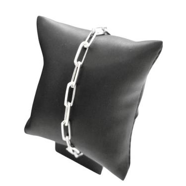 Imagem de Pulseira Masculina Prata 925 Cadeado 4mm 20cm Grossa - Michester