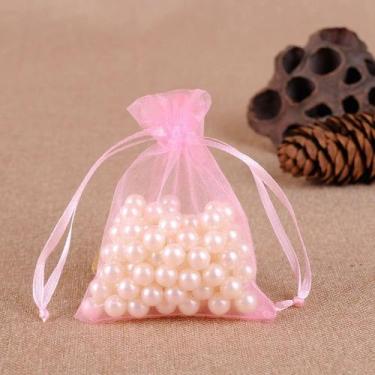 Imagem de 100 saquinhos de organza Fita Cetim ROSA 9X12 - OKABOX