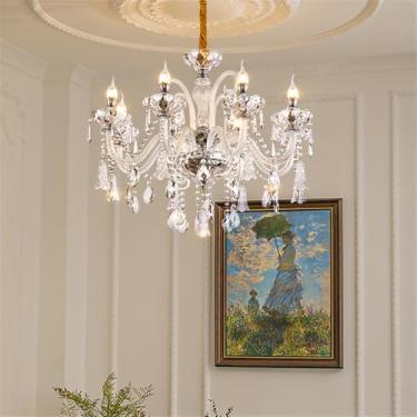 Imagem de Luxo Europeu Vela Cristal Candelabro LED Criatividade Americana Sala de Estar Restaurante Quarto Villa Hotel Edifício Duplex Lâmpada Pendente (A 8 luzes)