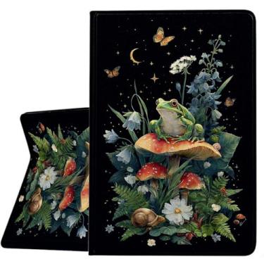 Imagem de ZHJLZQAI Capa para iPad de 9,7 polegadas 5ª/6ª geração 2017/2018, iPad 9,7 Air 1/2 geração, suporte de ângulo de visão ajustável e leve, despertar/hibernar automaticamente, sapo cogumelo