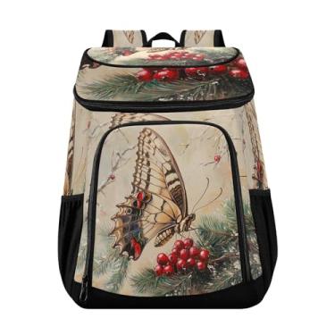 Imagem de CEBUGI Mochila térmica borboleta com asas ornamentadas, impermeável, à prova de vazamento, bolsa térmica, lancheira para praia, pesca, acampamento, piquenique, 36 latas