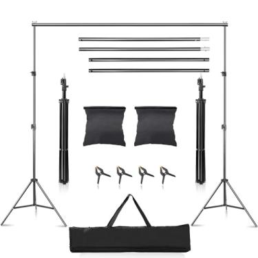 Imagem de Fundo Fotografico, Fundo Infinito para Fotografia, 2,6 m x 3 m Suporte de Backdrop Ajustável, Kit de Sistema de Suporte de Backdrop, com clipes de fixação e bolsa de armazenamento