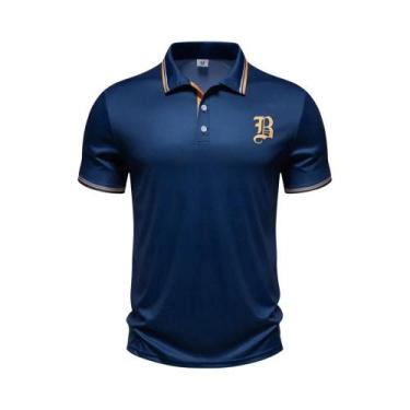 Imagem de Camisa Polo Masculina De Verão Com Manga Curta, Estampa De Letras Na P