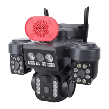 Imagem de Tbest Câmera de Segurança Solar de Lente Tripla Sem Fio Com Visão de 360 ​​graus 2,4 GHz WiFi Externo à Prova de Intempéries AI Detecção de Movimento para Vigilância Residencial e