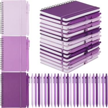 Imagem de Fulmoon Conjunto de 30 cadernos espirais A6 com caneta esferográfica em 10 cores, 50 folhas, cadernos pequenos pautados a granel de 10 x 15 cm, diários para material de volta às aulas, presentes para