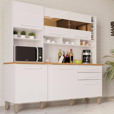 Imagem de Armario de Cozinha 6 Portas com Espelhos 2 Gavetas Alexia Top Imop Moveis