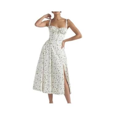 Imagem de Vestido Longo Floral De Verão Para Mulheres Com Alças Ajustáveis, Midi
