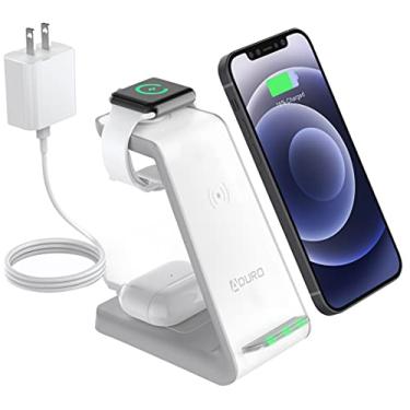 Imagem de Aduro Estação de carregamento sem fio PowerUp Trinity Pro 3 em 1 para produtos Apple Qi Base de carregamento rápido para iWatch, Apple Airpods/Airpod Pro, iPhone 12/12 Pro/SE/11/11