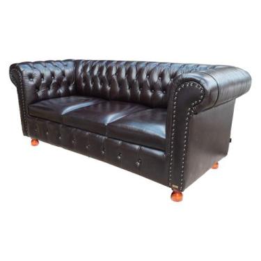 Imagem de Sofá capitonê chesterfield luiz xv 2.30m courano café  - barbearia - e