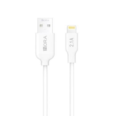 Imagem de Cabo Carregamento Rápido iPhone Usb 2.0 A/Lightning Macho/Macho Carga Rápida 2.1A 1 Metro Branco Sincronização Dados Design Resistente MPOWER