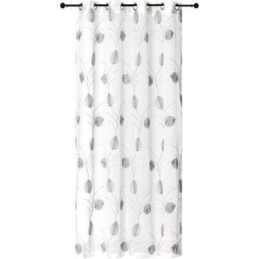 Imagem de Safdie & Co. Cortina transparente bordada 213 cm de comprimento, 1 painel. Cortina de janela Cortina de porta de pátio. Cortinas para Ventanas. Cortina cinza