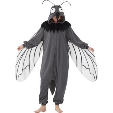 Imagem de AIYOUYIYA Fantasia de inseto mosquito adulto pijama macacão mosca inseto cosplay peça única para mulheres e homens