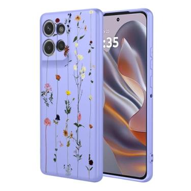 Imagem de KOARWVC Capa de celular para Moto Edge 50 Neo, capa Motorola Edge 50 Neo com design de estampa de flores fofas, capa protetora fina de TPU macio para Motorola Edge 50 Neo Purple Garden
