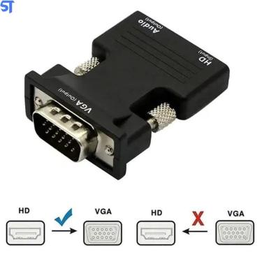 Imagem de Conversor Hdmi Fêmea P/Saída Vga Macho Áudio E Cabo P2 Macho