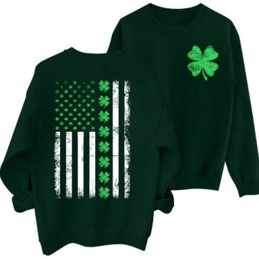 Imagem de Moletom NEWWEN St. Patricks Day para mulheres verde escuro S