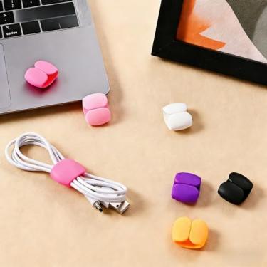 Imagem de Pacote com 20 clipes para cabos – organizador de cabos seguros e de carregamento para viagens, mesa e casa