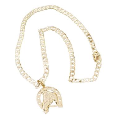 Imagem de Corrente Grumet Pitibul Pingente Cavalo Com Ferradura Grossa. - padrão de fabricação alto