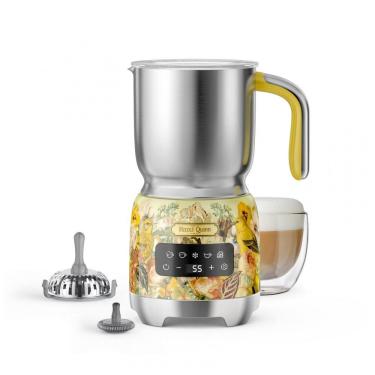 Imagem de Espumador de Leite Hazel Quinn Branco com Estampa Floral 400mL Inox 5 em 1 Aquecer e Espumar 550W 110V