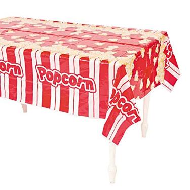 Imagem de Toalha de mesa de plástico pipoca - retangular - 274 cm x 137 cm - suprimentos de festa descartáveis - 1 peça