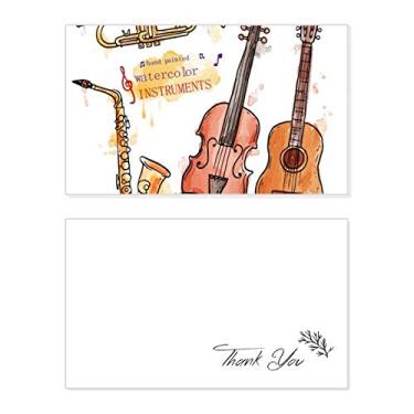 Imagem de Instrumentos musicais de guitarra com estampa de aquarela, cartão de agradecimento, aniversário, agradecimento de casamento