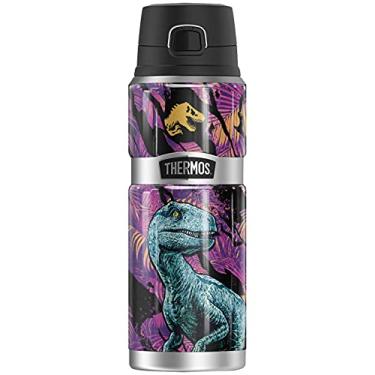 Imagem de Jurassic World Neon Jungle Velociraptor THERMOS STAINLESS KING Stainless Steel Drink Bottle, Vacuum insulated & Double Wall, 24oz